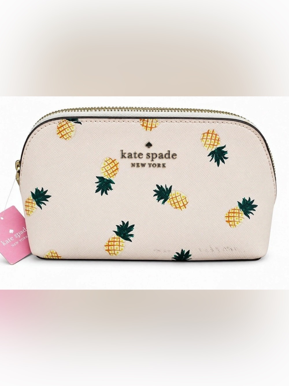 NWT Kate Spade New York Staci pineapple print cosmetic pouch.